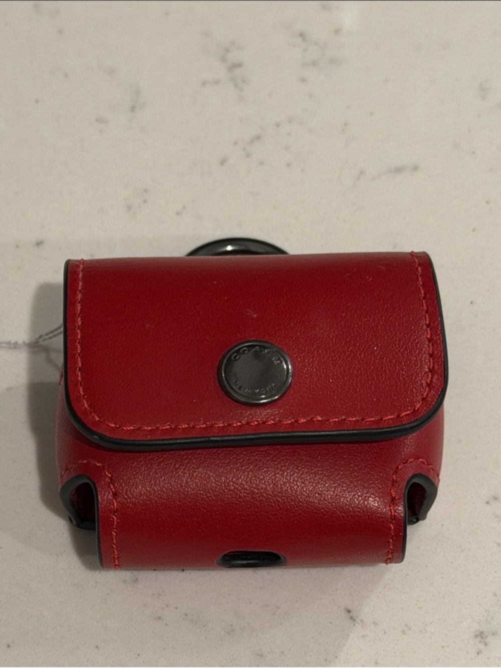 Coach Red Leather AirPods/ Earbud Case with Snap Closure